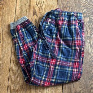 Aerie Plaid Flannel Jogger Pajama Pants - Red and Blue